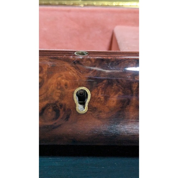 VTG Reuge Italian Floral Inlaid Elmwood Working Music Box Brass Feet - Picture 13 of 16